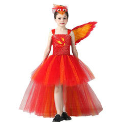 Kinder Mädchen tutu Kleid Feuer Phoenix Cosplay Mesh Rock Cosplay Kostüm Halloween Karneval Party Anzug