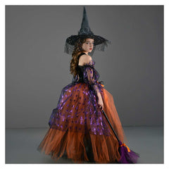 Kinder Mädchen tutu Kleid Hexe Cosplay Kostüm Outfits Halloween Karneval Anzug