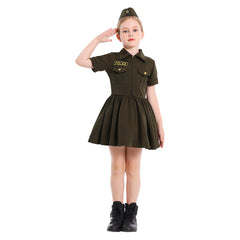 Kinder Mädchen Zweite Weltkrieg Cosplay Kostüm Halloween Karneval Party Anzug Polizisten und Soldaten