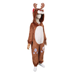 Kinder Tier Einteiliger Renntier Anzug Hirsch Weihnachten Halloween Kostüm Karnevalskostüm Braunes Hirschkostüm