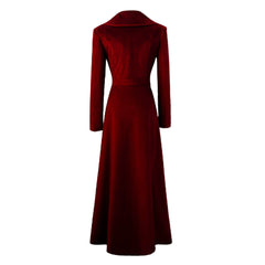 Mittelalter rot Kostüm Samt Trenchcoat Damen Halloween Karneval Cosplay Outfit
