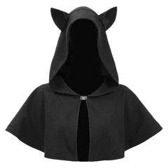 Mittelalterlicher Katzenohren schwarz Umhang – Komplett Halloween Karneval Kostüm für Rollenspiele & Fasching Veranstaltungen