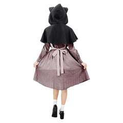 Mittelalterlicher Katzenohren schwarz Umhang – Komplett Halloween Karneval Kostüm für Rollenspiele & Fasching Veranstaltungen