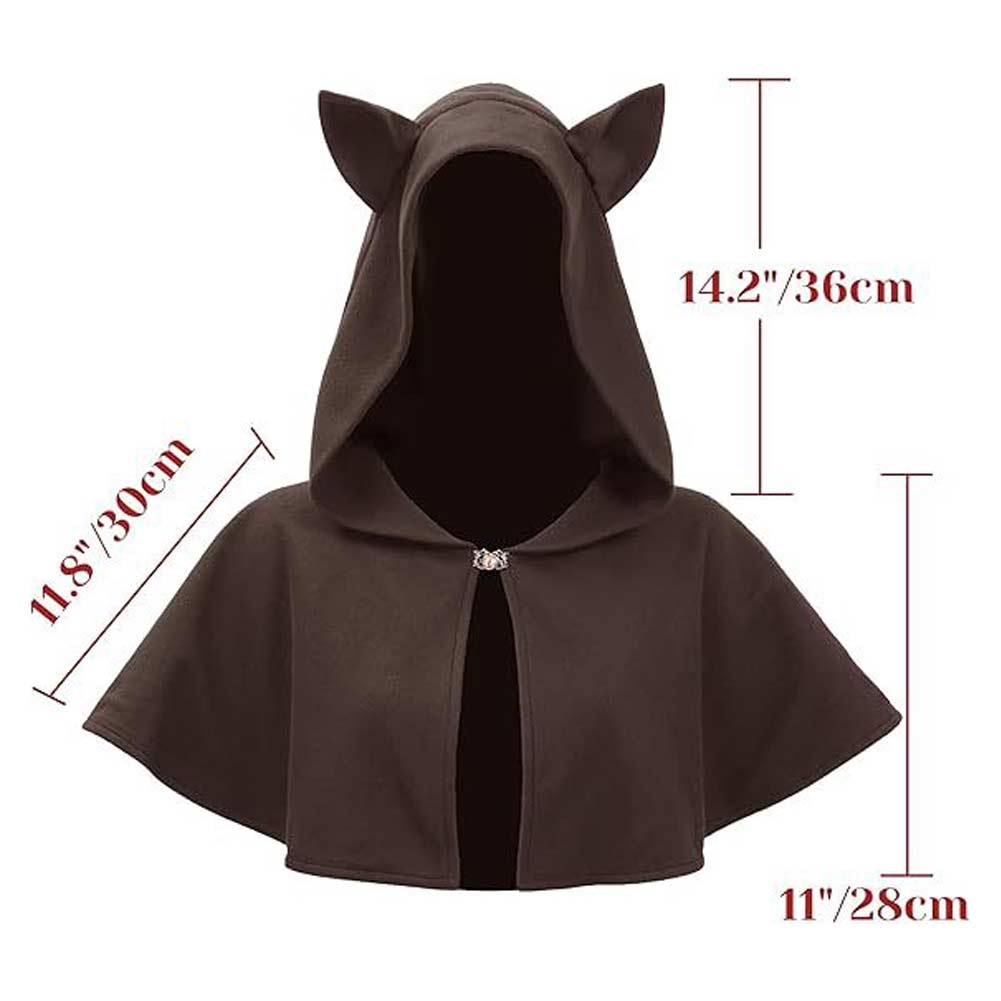 Mittelalterlicher Katzenohren schwarz Umhang – Komplett Halloween Karneval Kostüm für Rollenspiele & Fasching Veranstaltungen