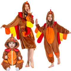 Kinder Truthahn Tierkostüm Schlafanzug einteiliger Pyjama Bademäntel für Erwachsene unisex Thanksgiving