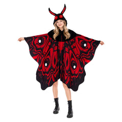 Schmetterlinge Robe Damen rot Umhang mit Kapuze Halloween Karenval Mottoparty Cosplay
