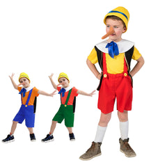 Kinder Kindertag Pinocchio-Kostüm mit langnasiger Puppe Abenteuer Halloween-Kostüm