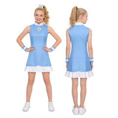 Super Mario Kinder Mädchen blau Kleid Rosalina Cosplay-Kostüm für Halloween, Karneval oder Partys
