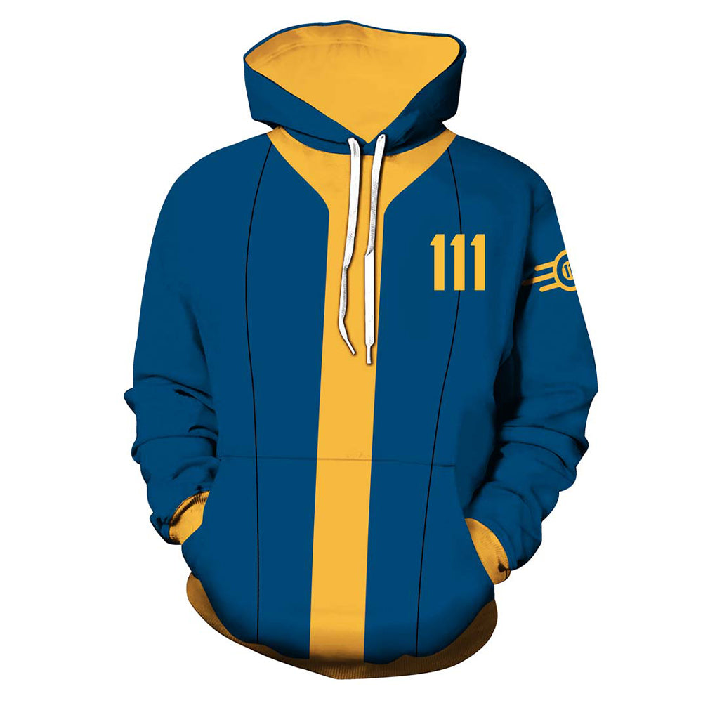 unisex Erwachsene Fallout 111 Cosplay Hoodie 3D Druck Sweatshirt mit Kapuze Streetwear Pullover Game