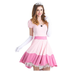 Damen Halloween Princess Peach Kleid Cosplay Erwachsene Kostüm