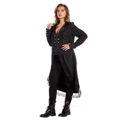Halloween Damen victorianische Smoking-Jacke Frack Steampunk Jacke