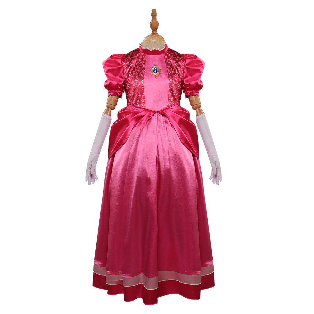 Kinder Prinzessin Peach Kleid The Super Mario Bros. Movie Peach Halloween Karneval Outfits