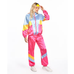 Damen 80s Cosplay Kostüm Sportbekleidung Jacke Hose Stirnband Outfits Halloween Karnevalskostüm Outfits 80er Jahre Kostüm