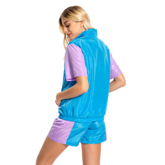 Damen 80er Jahre Retro Cosplay Kostüm Outfits Halloween Karneval Anzug Damen 2 Stück Outfits