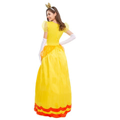 Damen Halloween Prinzessin Lang Kleid gelb Cosplay Erwachsene Kostüm