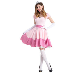 Damen Halloween Princess Peach Kleid Cosplay Erwachsene Kostüm