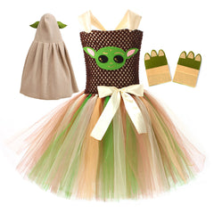 Kinder Mädchen Baby Yoda Cosplay Kostüm Tutu Kleid Halloween Karneval Party Verkleidung Anzug