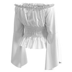Damen Renaissance Bluse Kostüm Oberteile Smocked Shirt Halloween Karneval Anzug