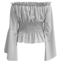 Damen Renaissance Bluse Kostüm Oberteile Smocked Shirt Halloween Karneval Anzug
