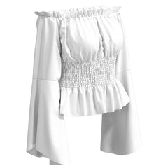 Damen Renaissance Bluse Kostüm Oberteile Smocked Shirt Halloween Karneval Anzug