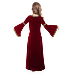 Kinder Retro Medieval Mädchen Kleid Rot Partykleid Kostüm Outfits Halloween Karneval Party Anzug