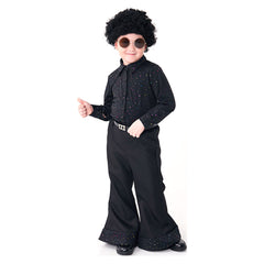 Kinder Retro Amerikanische 70er Disco Pailletten Sängerin Cosplay Kostüm Outfits Halloween Karneval Anzug