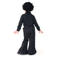 Kinder Retro Amerikanische 70er Disco Pailletten Sängerin Cosplay Kostüm Outfits Halloween Karneval Anzug