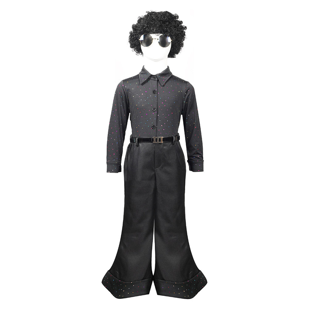 Kinder Retro Amerikanische 70er Disco Pailletten Sängerin Cosplay Kostüm Outfits Halloween Karneval Anzug