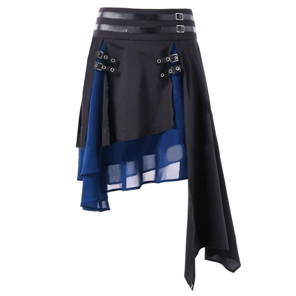Mittelalter Renaissance Rock Irregular Hem Split Leather Buckle Halloween Costume for Women Party Fancy Dress Gothic - Karnevalkostüme