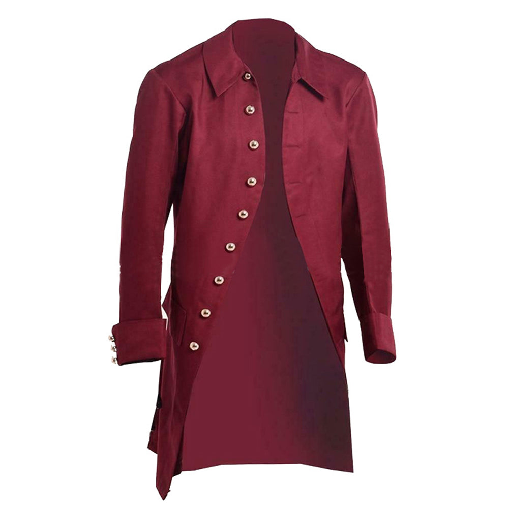 Herren Steampunk Jacke Vintage Frack Gothic Mantel Viktorianisch Uniform Halloween Kostüm