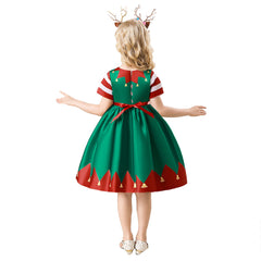 Mädchen Weihnachtskleid Kurzarm A-Linie Weihnachten Partykleid festliches Kleid