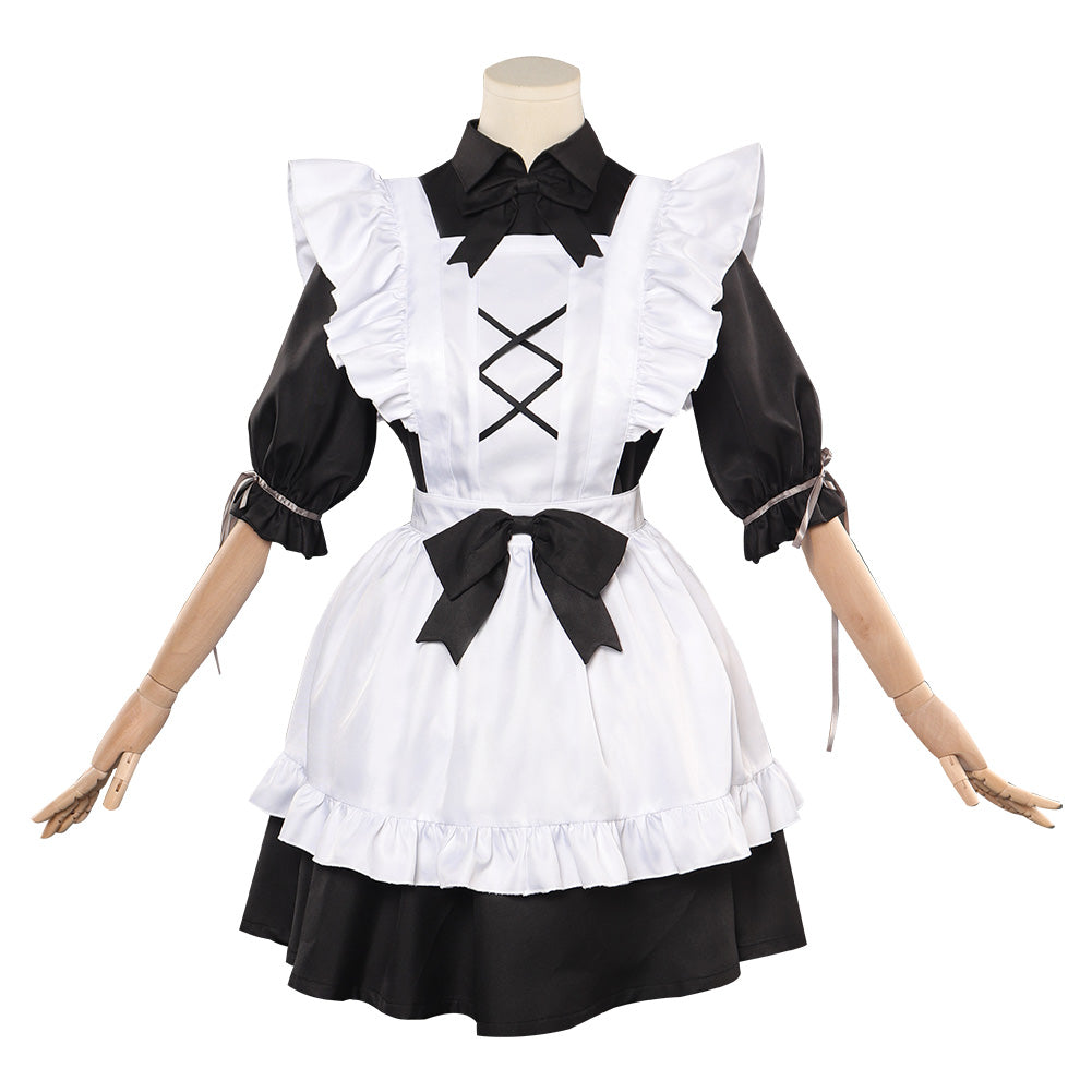 Damen Maid Outfit Cosplay Kostüm Outfits Halloween Karneval Party Anzug Kleid