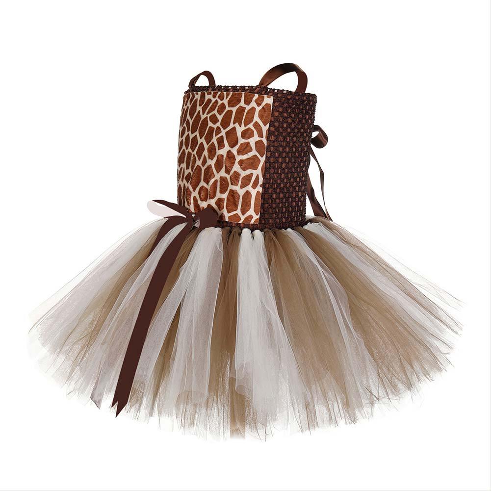 Giraffe Mädchen Kleid Tutu Tülle Kleid Faschingkostüm auch für Alltag Partykleid Geburstag Festkleid Ärmellos Kostüm - Karnevalkostüme