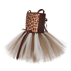 Giraffe Mädchen Kleid Tutu Tülle Kleid Faschingkostüm auch für Alltag Partykleid Geburstag Festkleid Ärmellos Kostüm - Karnevalkostüme