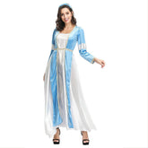 Damen Retro Mittelalter Renaissance Kostüm Satin Rundhals Königin Party Kleid Erwachsene - Karnevalkostüme