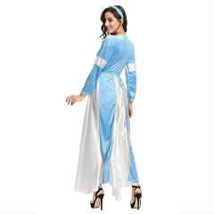 Damen Retro Mittelalter Renaissance Kostüm Satin Rundhals Königin Party Kleid Erwachsene - Karnevalkostüme