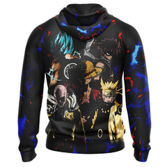 One Piece X Naruto X Dragon Ball Cosplay Hoodie 3D Druck Sweatshirt Erwachsene Pullover mit Kaputze