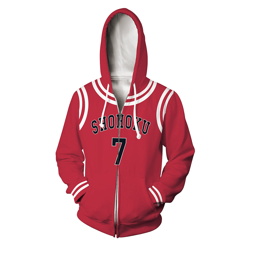 SLAM DUNK Ryota Miyagi Cosplay Herren Hoodie 3D Druck Sweatshirt mit Kapuze Zip Up Jacke