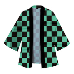 Demon Slayer: Kimetsu No Yaiba Kamado Tanjirou 3D Druck Umhang Erwachsene Unisex Haori mit Ohrringe