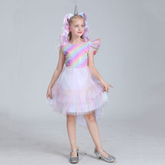 Mädchen Halloween Einhorn Cosplay Kostüm für Kinder Tütukleid