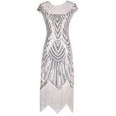 Damen Kleid Retro 1920er Stil Flapper Kleider Charleston Kleid V Ausschnitt Motto Party Kleider Damen Kostüm Kleid Erwachsene