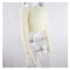 Damen Y2K Herbst Langarm Druck Shirt Cosplay Kostüm Outfits Sexy Top mit langen Ärmeln