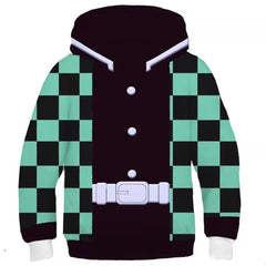 Kinder Demon Slayer: Kamado Tanjirou Kimetsu no Yaiba Hoodie für Kinder Pulli Pullover mit Kaputze Jungen Mädchen