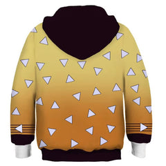 Jungen Mädchen Demon Slayer: Kimetsu no Yaiba Zenitsu Agatsuma Hoodie für Kinder Pulli Pullover mit Kapuze