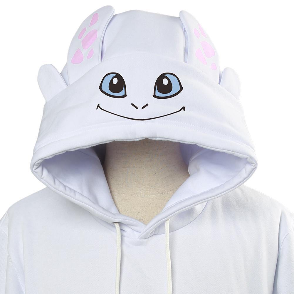 Drachenzähmen leicht gemacht 3 Die geheime Welt Toothless Hoodie Pullover mit Kaputze Pulli für Erwachsene Weiß Hoodie - Karnevalkostüme