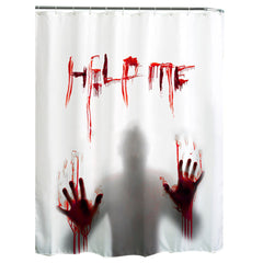 Duschvorhang Halloween Dekoration Help Me Duschvorhang Silhouette für Fenster Fliesen Wand Deko