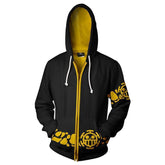 One Piece Trafalgar D. Water Law Hoodie Jacke mit Reißverschluss Pullover mit Kaputze Sweatshirt - Karnevalkostüme
