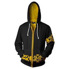 One Piece Trafalgar D. Water Law Hoodie Jacke mit Reißverschluss Pullover mit Kaputze Sweatshirt - Karnevalkostüme
