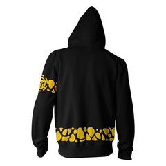 One Piece Trafalgar D. Water Law Hoodie Jacke mit Reißverschluss Pullover mit Kaputze Sweatshirt - Karnevalkostüme