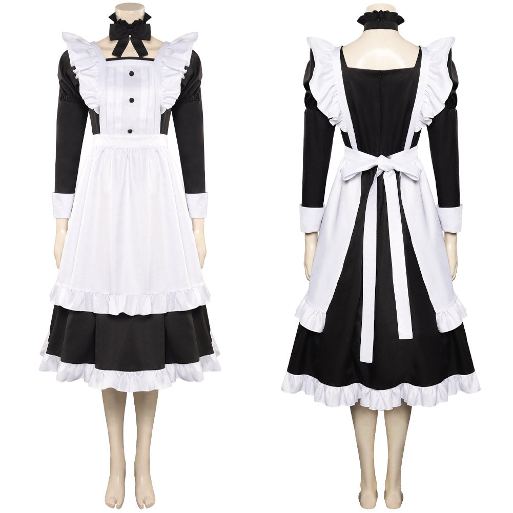 Damen Cosplay Kostüm Outfits Halloween Karneval Party Anzug Maid Schürze Kleid